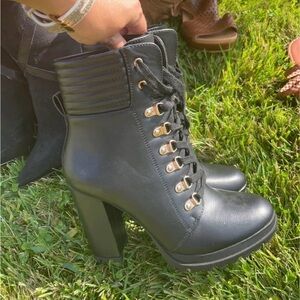 Black Lace-Up Ankle Boots
